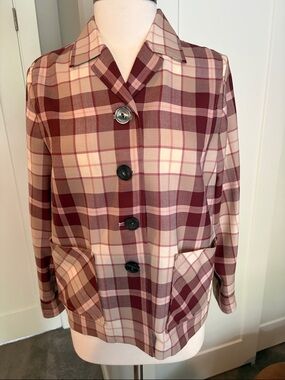 Pendleton Plaid Ol 49’er  Jacket in Burgundy and Cream. Like New. Sz S